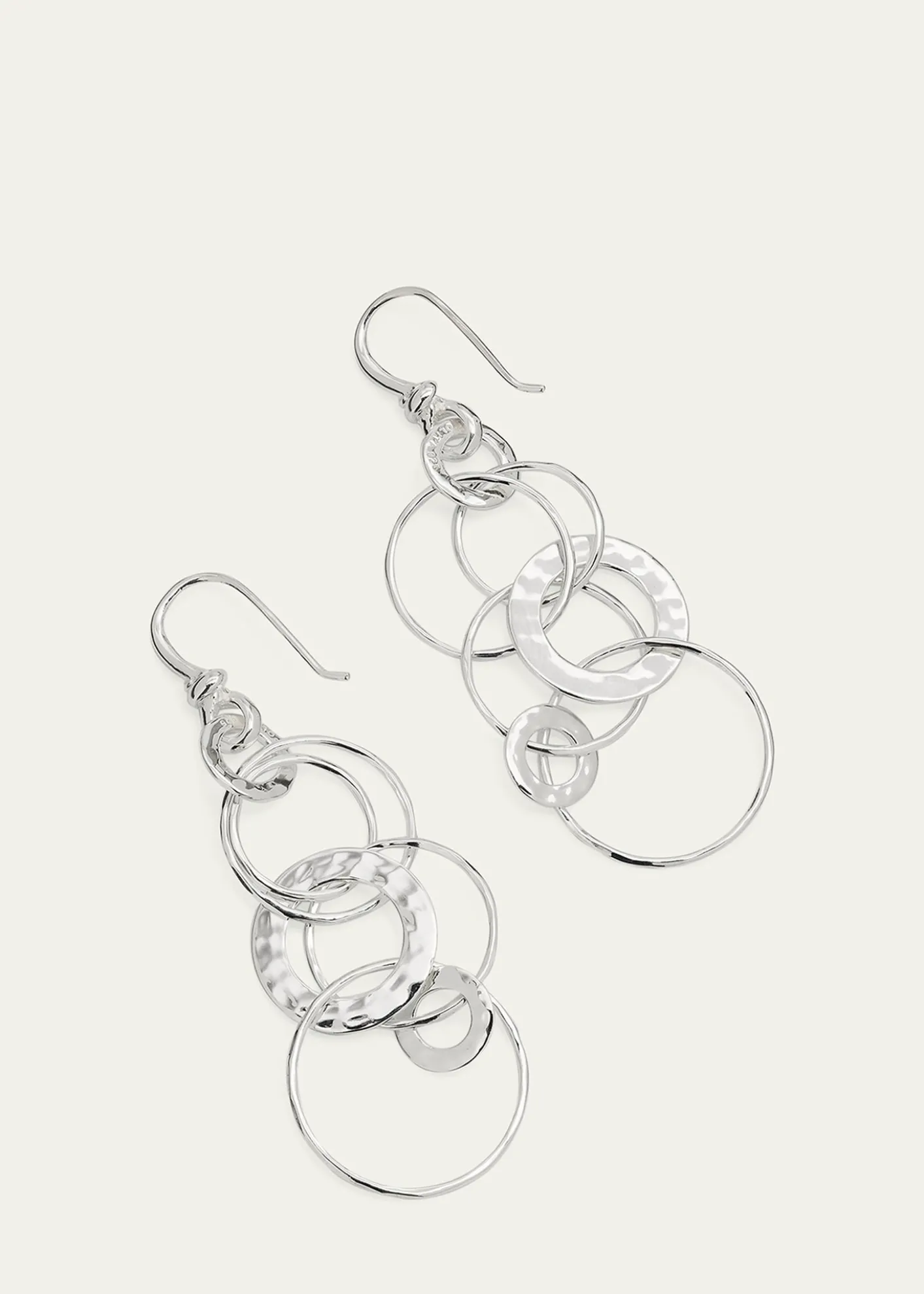 IppolitaMedium Hammered Jet Set Drop Earrings in Sterling Silver