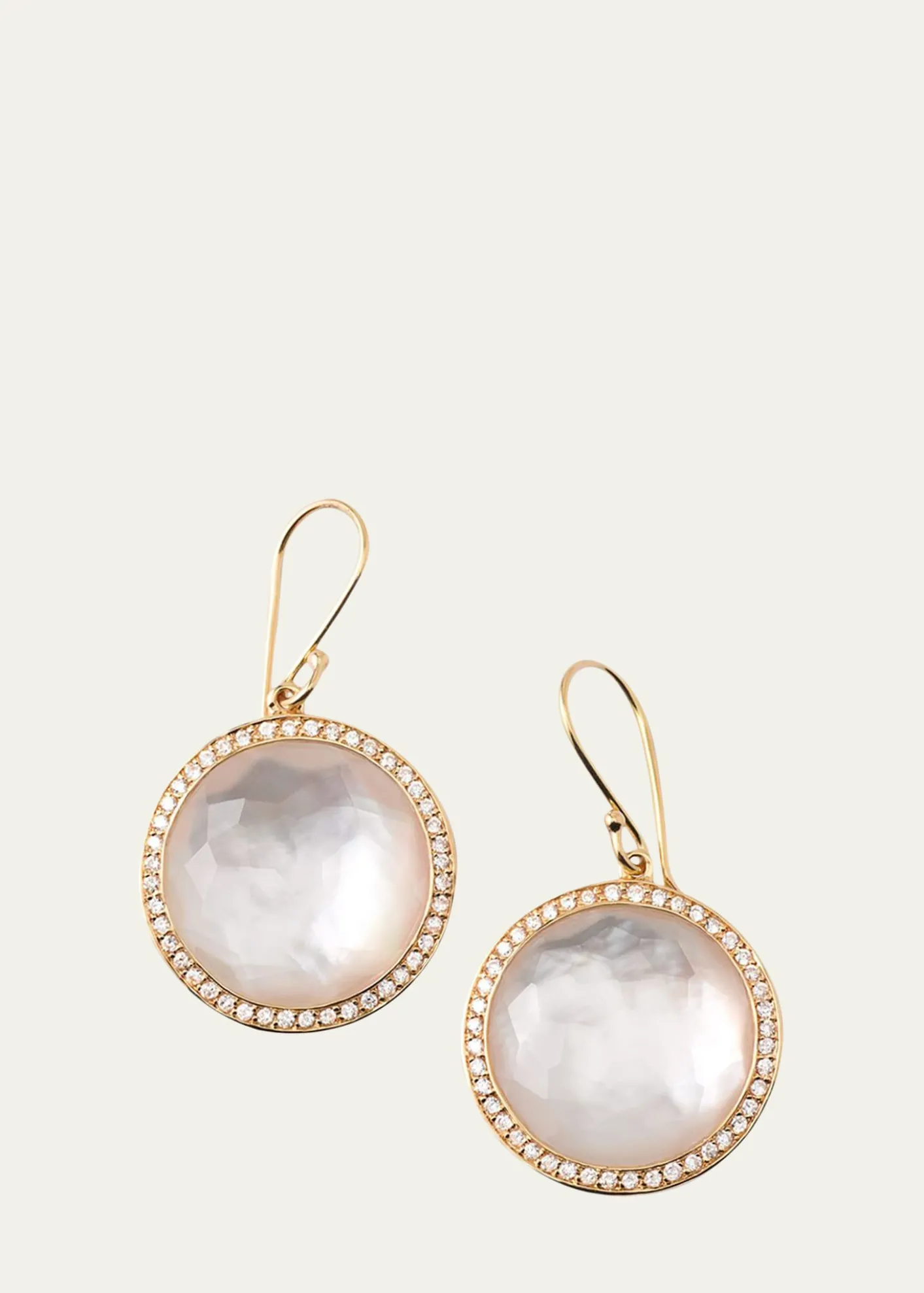 IppolitaRound Drop Earrings in 18K Gold with Diamonds