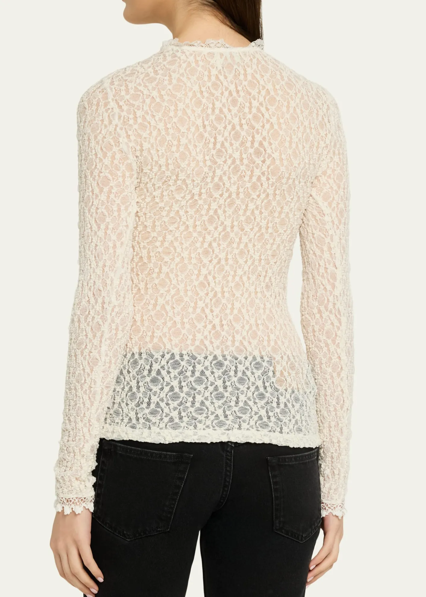 Isabel MarantBrany Stretch Lace Long-Sleeve Top