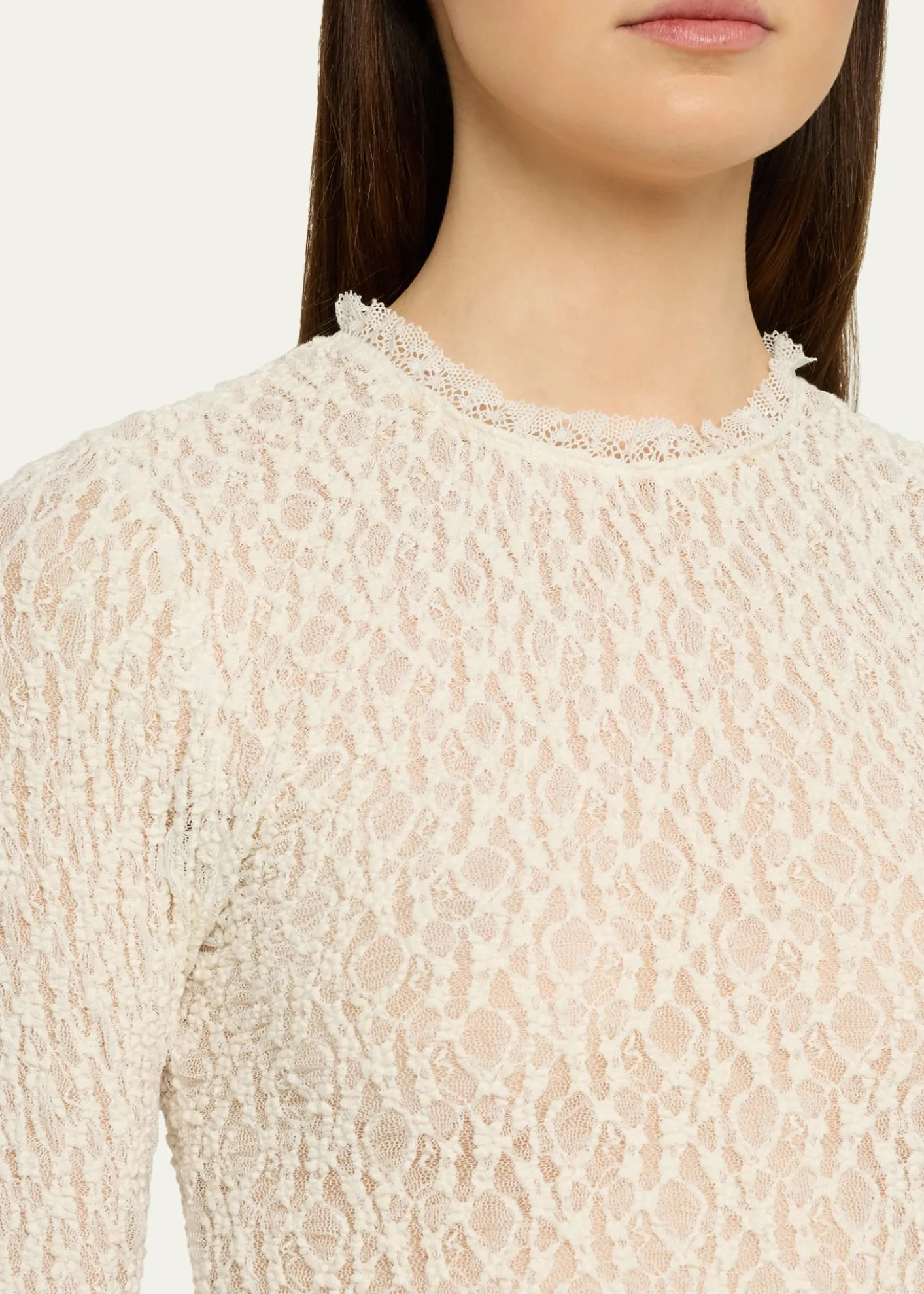 Isabel MarantBrany Stretch Lace Long-Sleeve Top