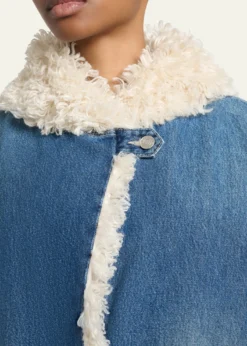 Isabel MarantCharone Short Denim Jacket with Faux Fur Trim