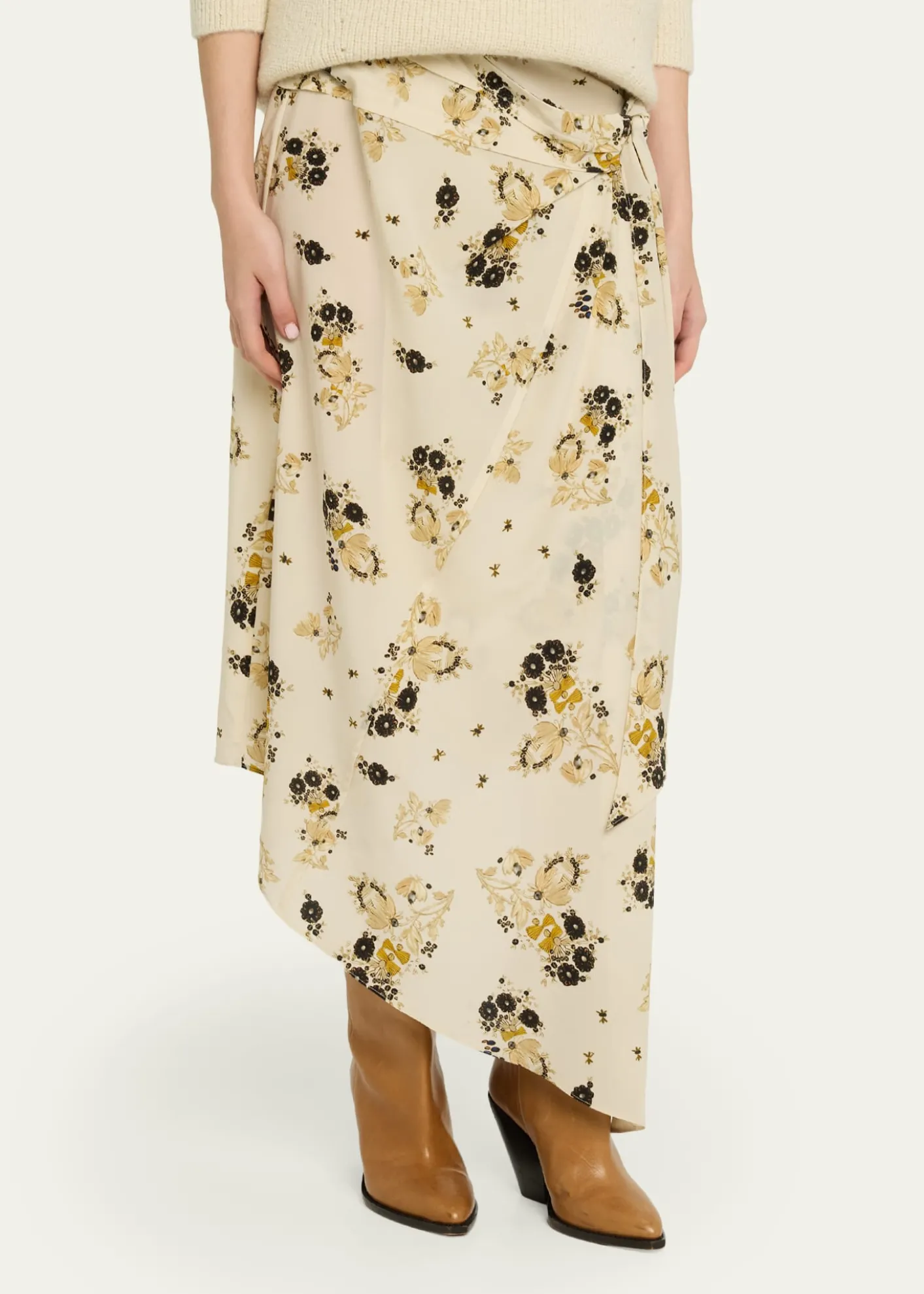 Isabel MarantFaniry Floral Asymmetric Silk Skirt
