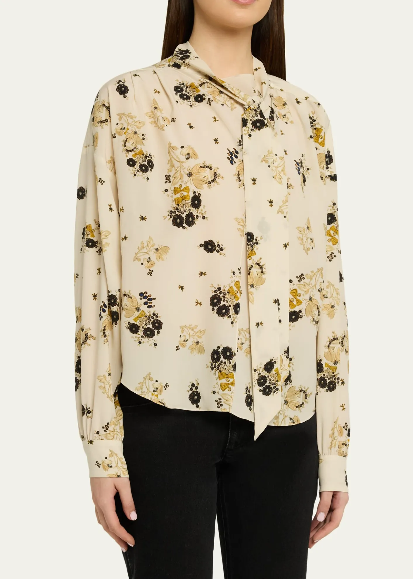 Isabel MarantFedry Floral-Print Silk Neck-Scarf Blouse