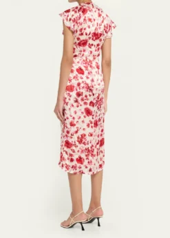Isabel MarantLyndsay Floral Burnout Flutter-Sleeve Midi Dress