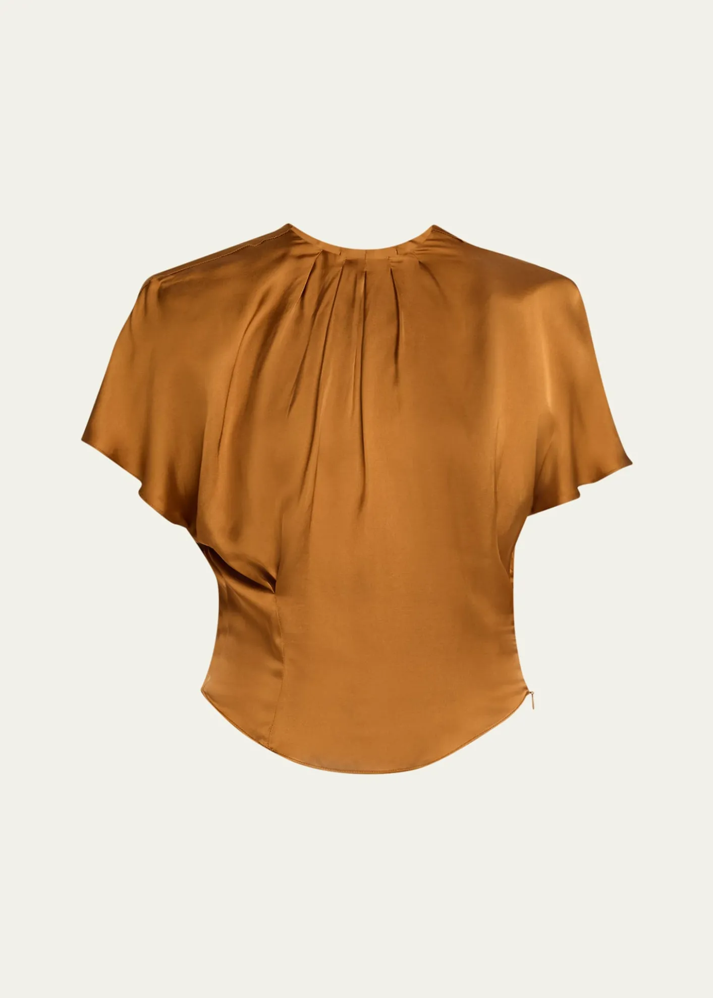 Isabel MarantSakine Pleated Short-Sleeve Satin Top