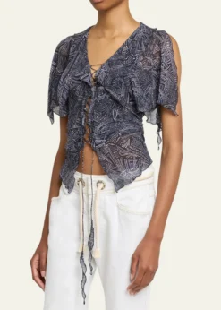 Isabel MarantThanais Lace-Up Silk Top
