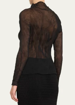 Issey MiyakeChiffon Twist Bk Wt 46 High-Neck Top