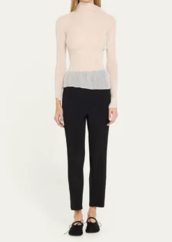 Issey MiyakeChiffon Twist Crinkled Turtleneck Top