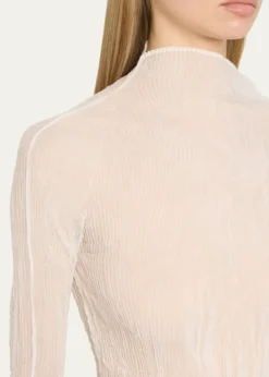 Issey MiyakeChiffon Twist Crinkled Turtleneck Top