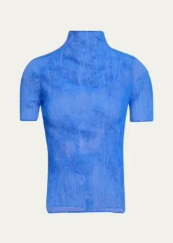 Issey MiyakeTwisted Chiffon Plisse Mock-Neck Top