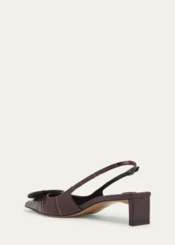 JacquemusCroc-Embossed Leather Slingback Pumps