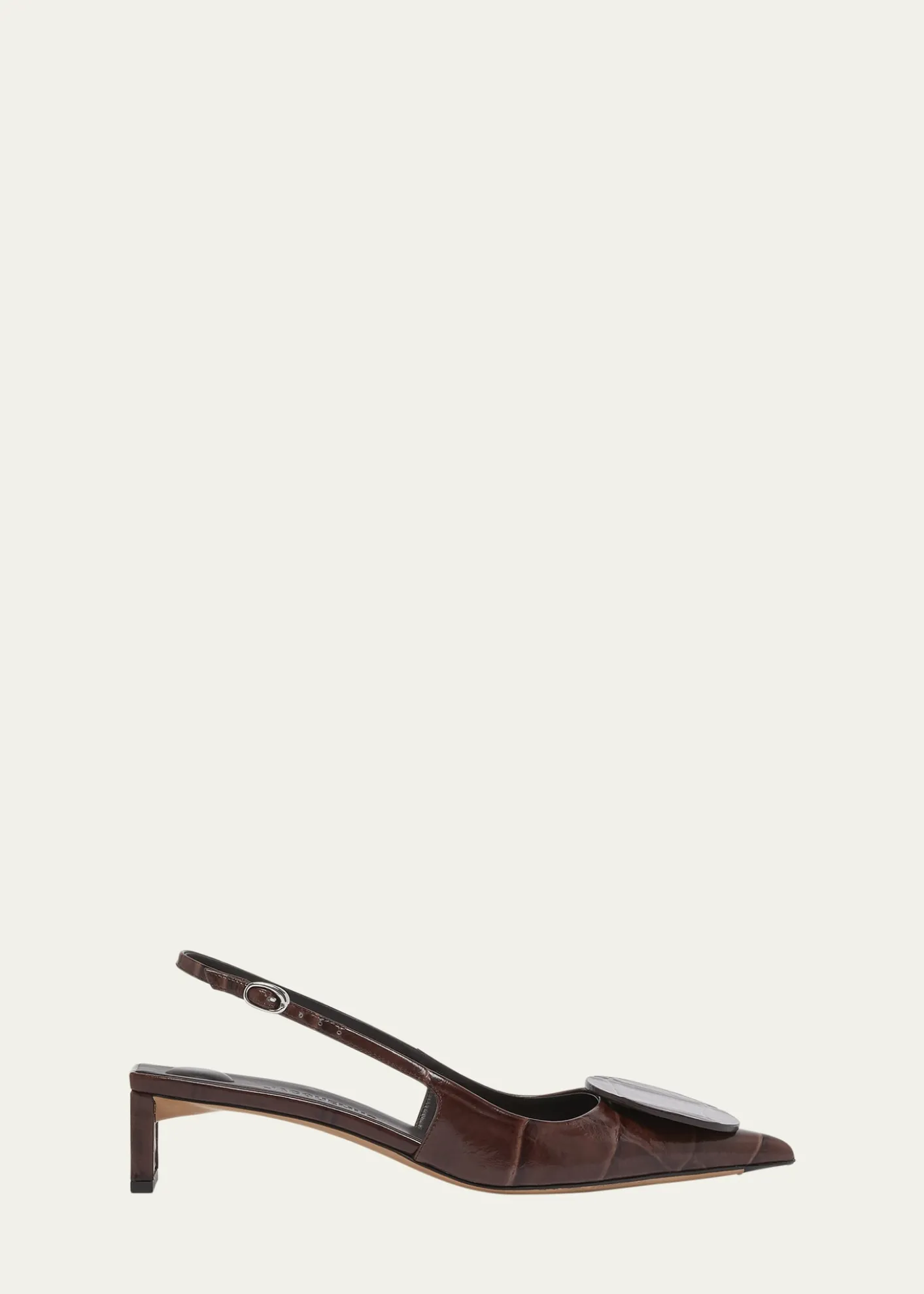 JacquemusCroc-Embossed Leather Slingback Pumps