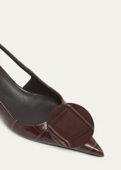 JacquemusCroc-Embossed Leather Slingback Pumps