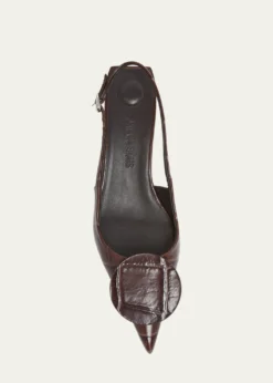 JacquemusCroc-Embossed Leather Slingback Pumps
