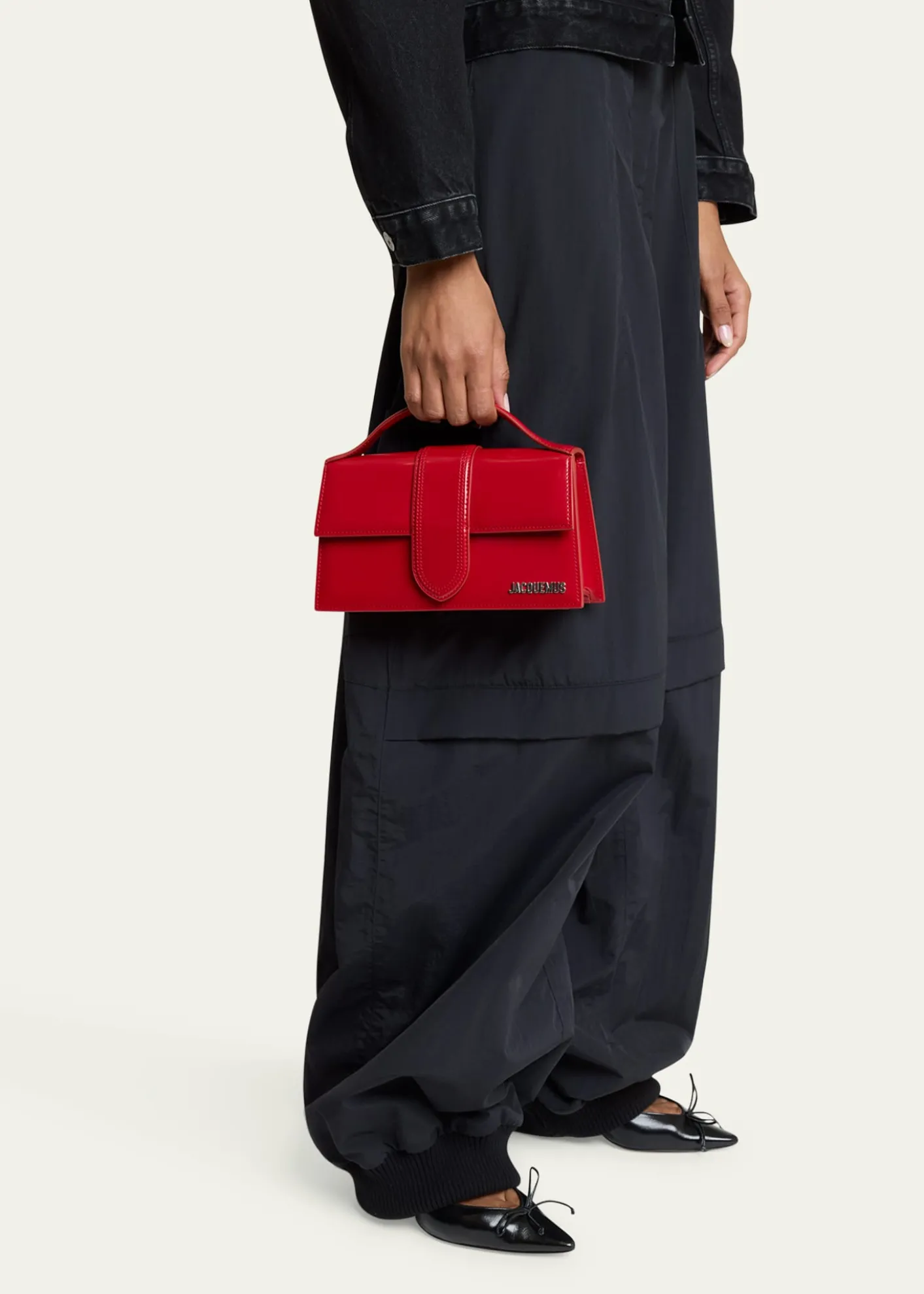 JacquemusLe Grand Bambino Patent Leather Top-Handle Bag