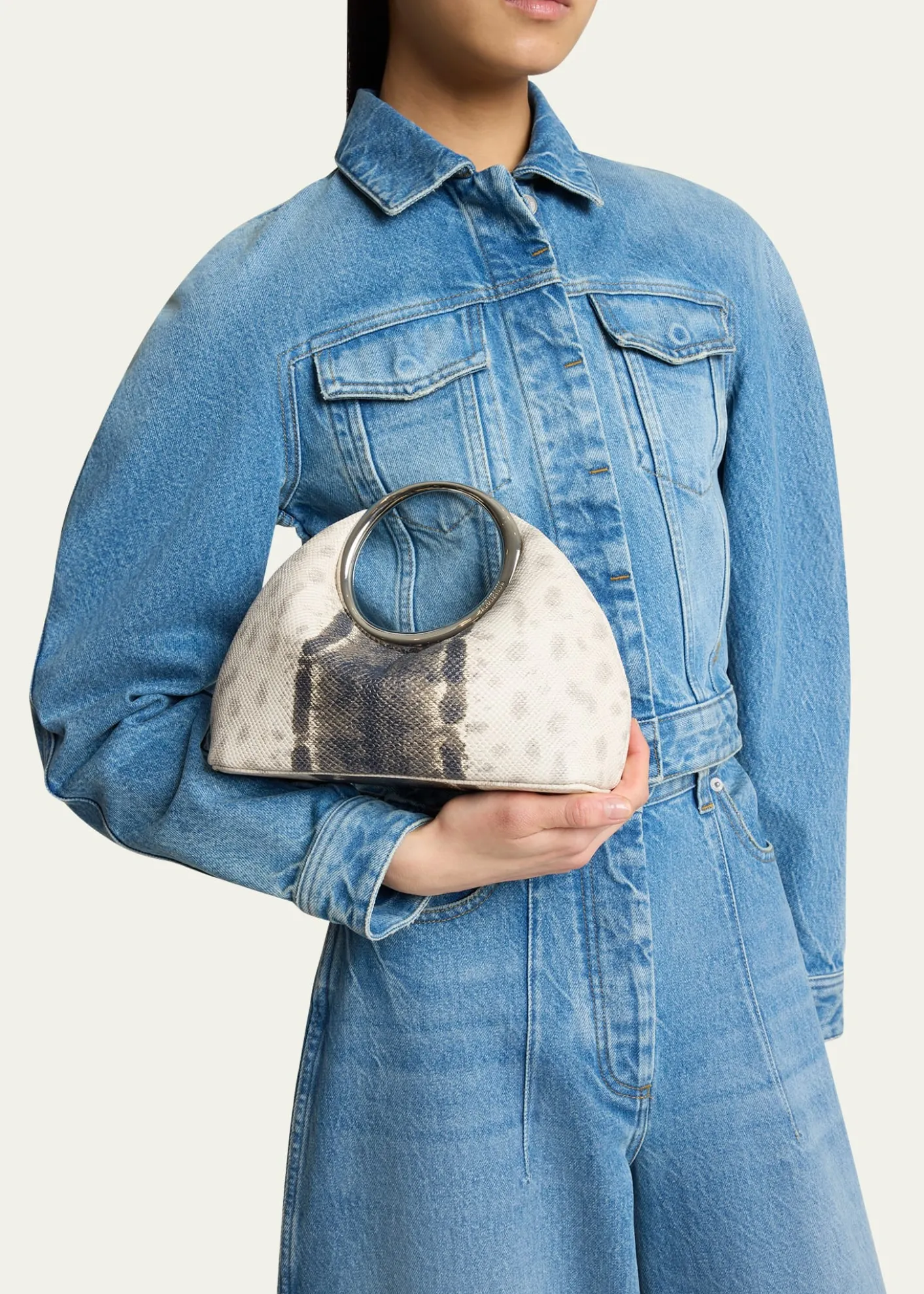 JacquemusLe Petit Calino Python-Embossed Top-Handle Bag