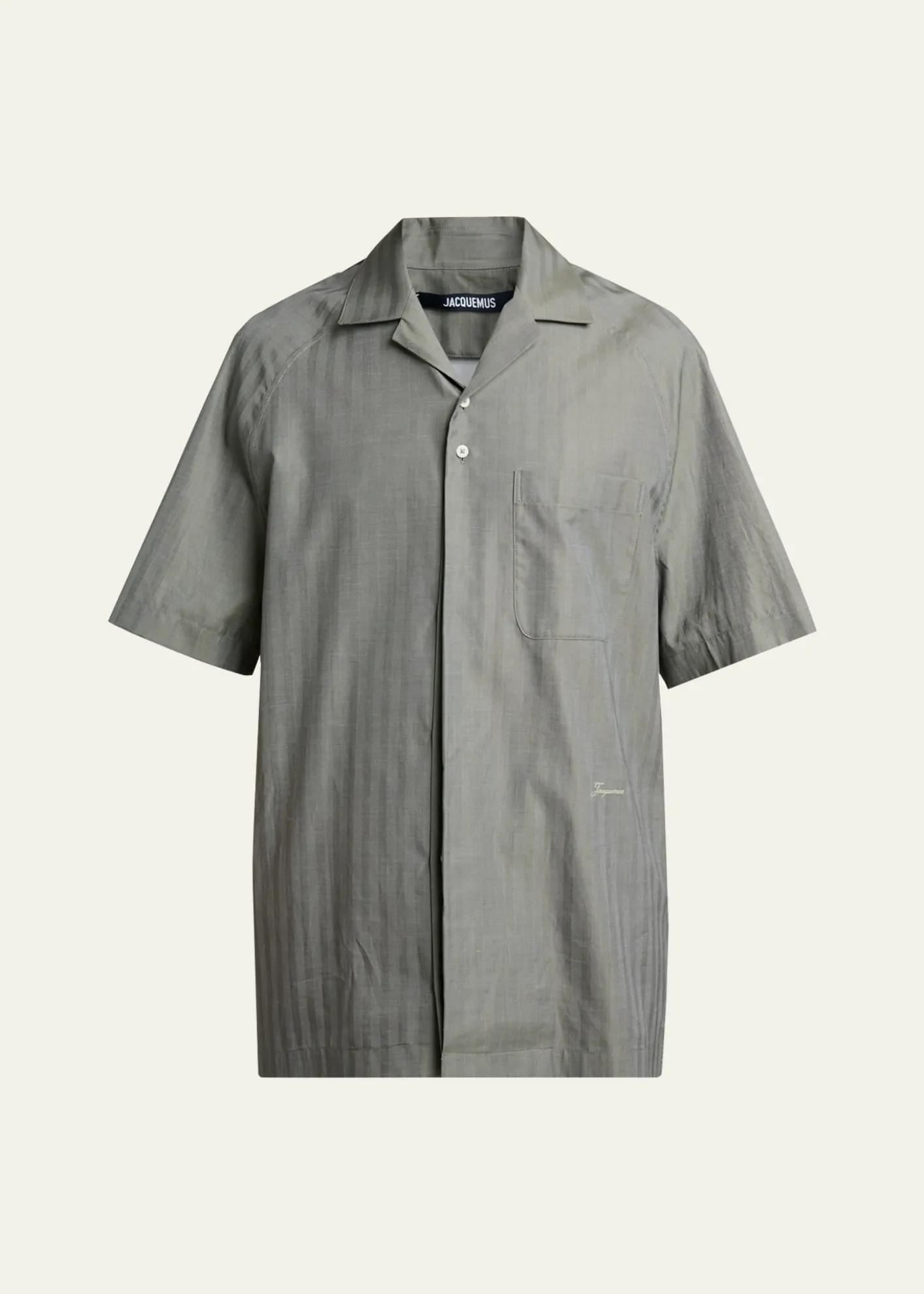 JacquemusMen's Cotton Herringbone Short-Sleeve Shirt