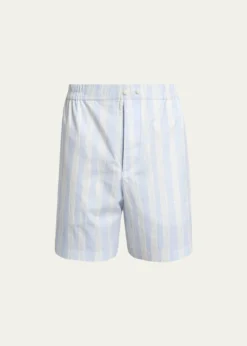 JacquemusMen's Cotton Stripe Relaxed Flat-Front Shorts