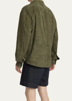 JacquemusMen's Croc-Embossed Leather Sport Shirt