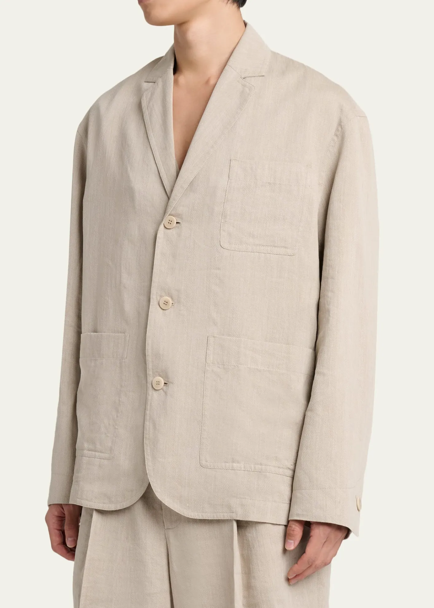JacquemusMen's Herringbone Linen-Blend Blazer