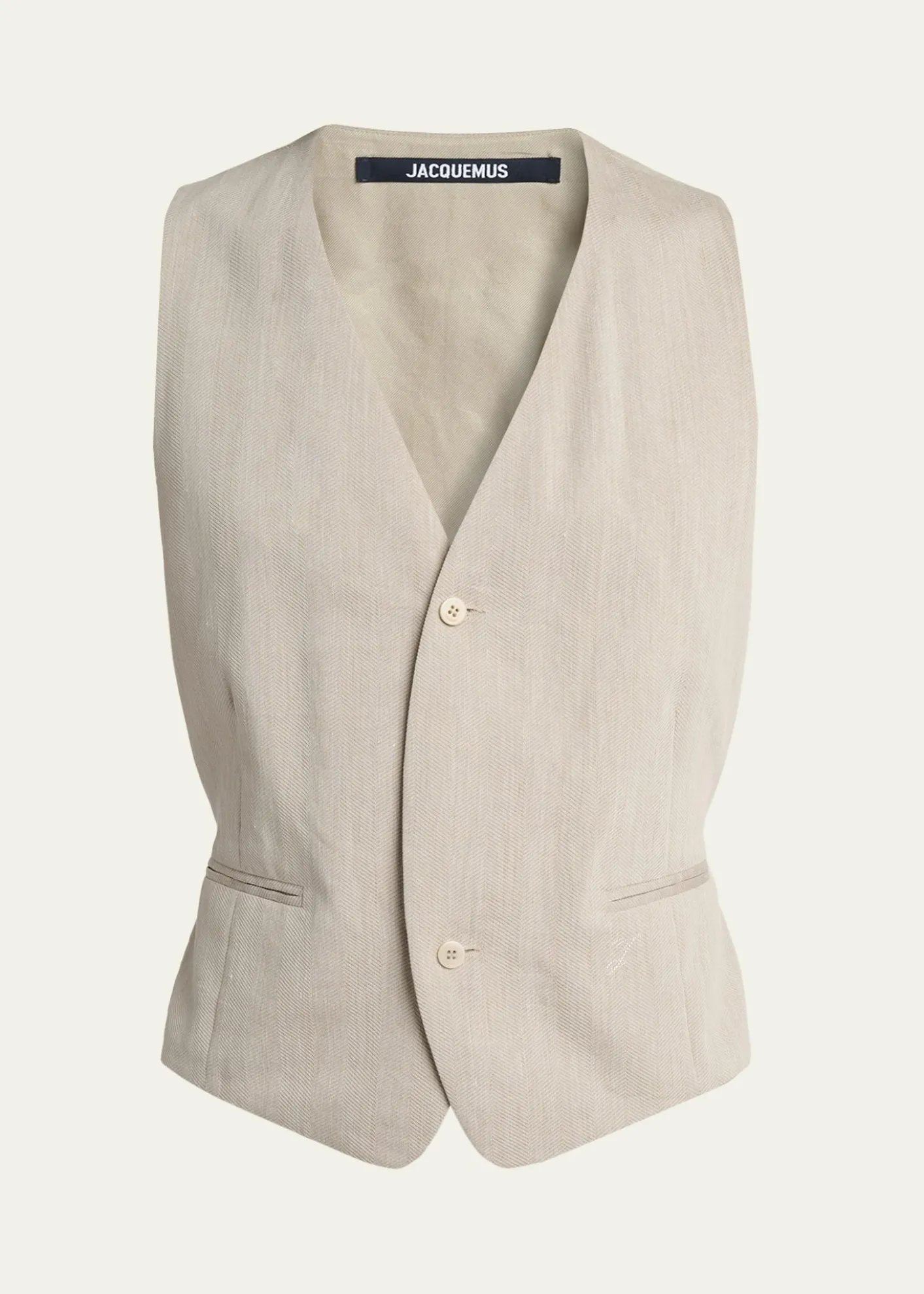 JacquemusMen's Herringbone Linen-Blend Vest