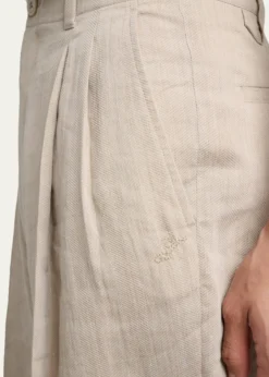 JacquemusMen's Herringbone Linen-Blend Pleated Shorts