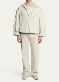 JacquemusMen's La Blouse Cotton Herringbone Hooded Shirt