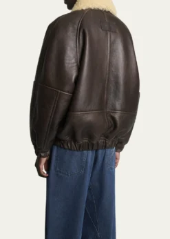 JacquemusMen's Leather and Shearling Bomber Jacket