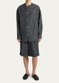 JacquemusMen's Linen Hairline Stripe Relaxed Button-Down Shirt