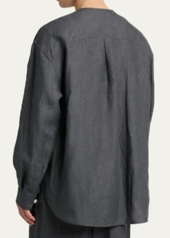 JacquemusMen's Linen Hairline Stripe Relaxed Button-Down Shirt