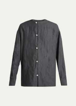JacquemusMen's Linen Hairline Stripe Relaxed Button-Down Shirt