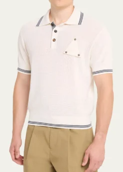 JacquemusMen's Silk and Cotton Mesh Polo Shirt