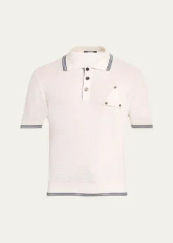 JacquemusMen's Silk and Cotton Mesh Polo Shirt