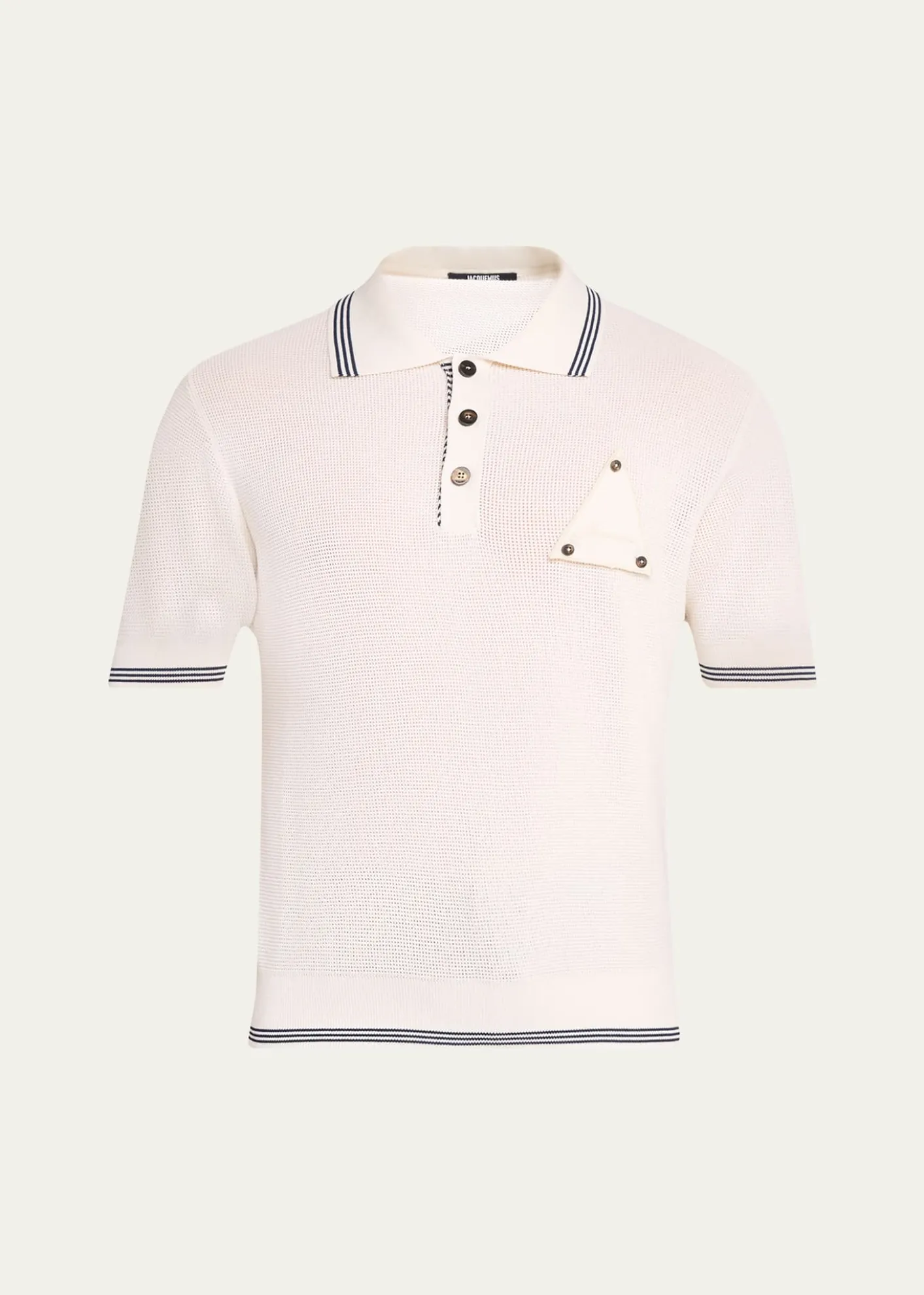JacquemusMen's Silk and Cotton Mesh Polo Shirt