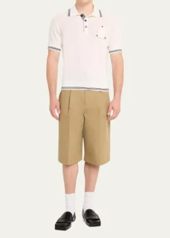 JacquemusMen's Silk and Cotton Mesh Polo Shirt