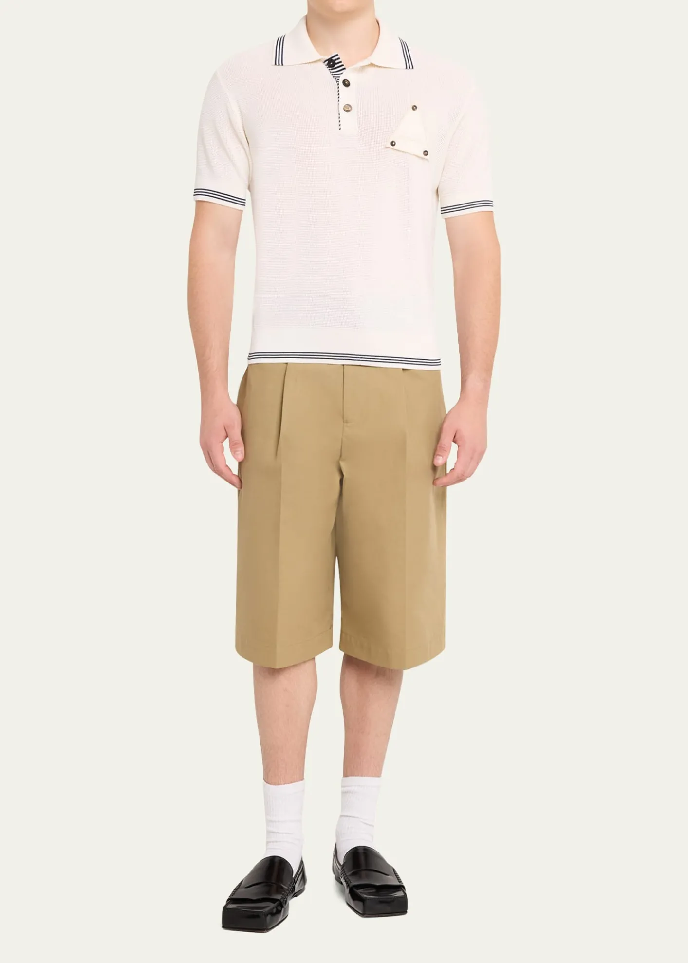 JacquemusMen's Silk and Cotton Mesh Polo Shirt