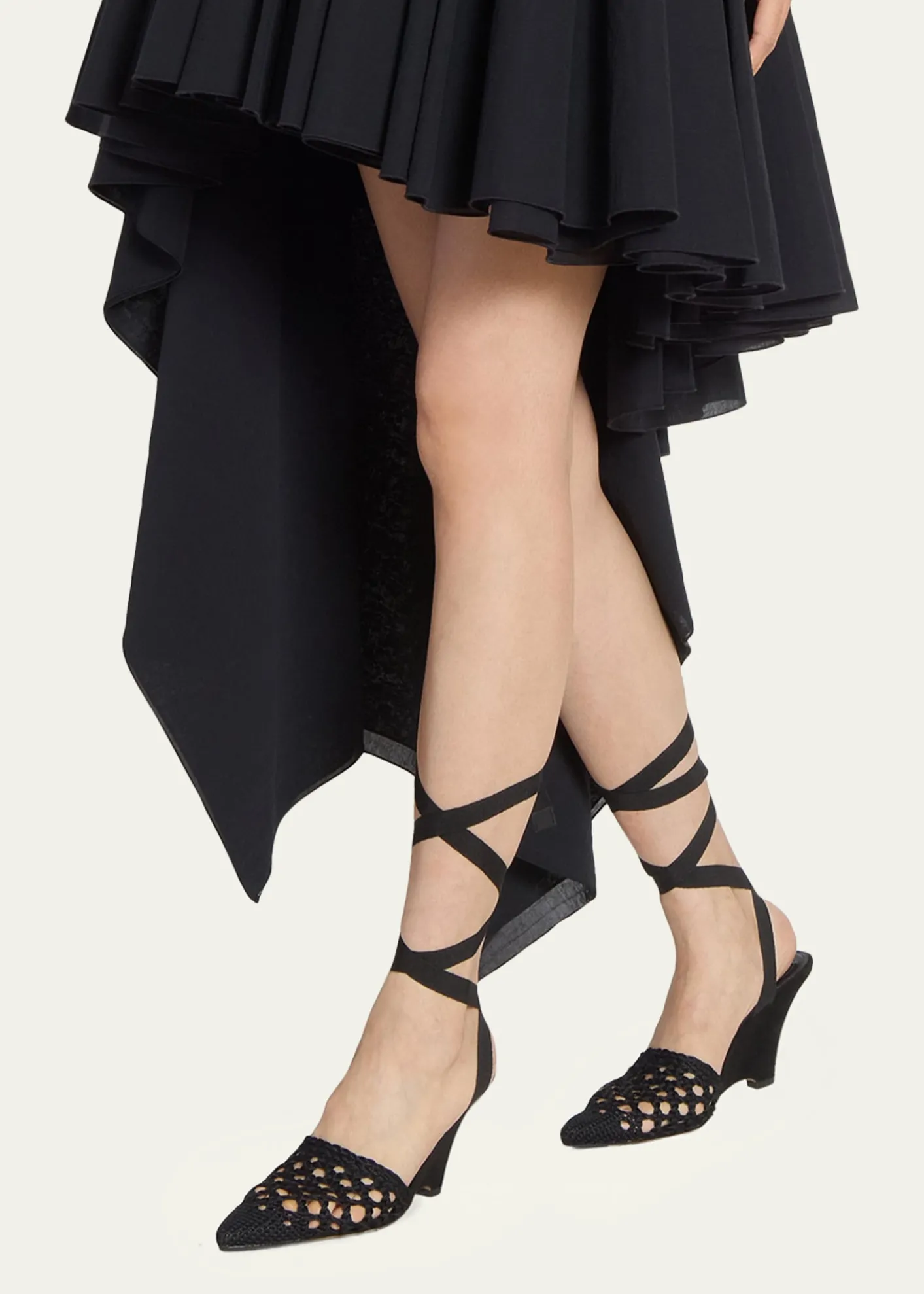 Jacquemus80mm Les Espadrilles Ankle-Tie Wedge Mules