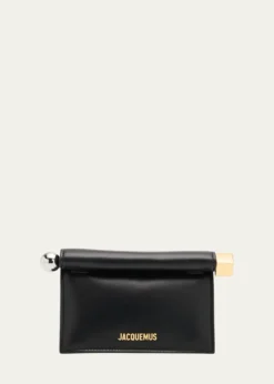 JacquemusRolled-Top Rond Carre Leather Clutch Bag