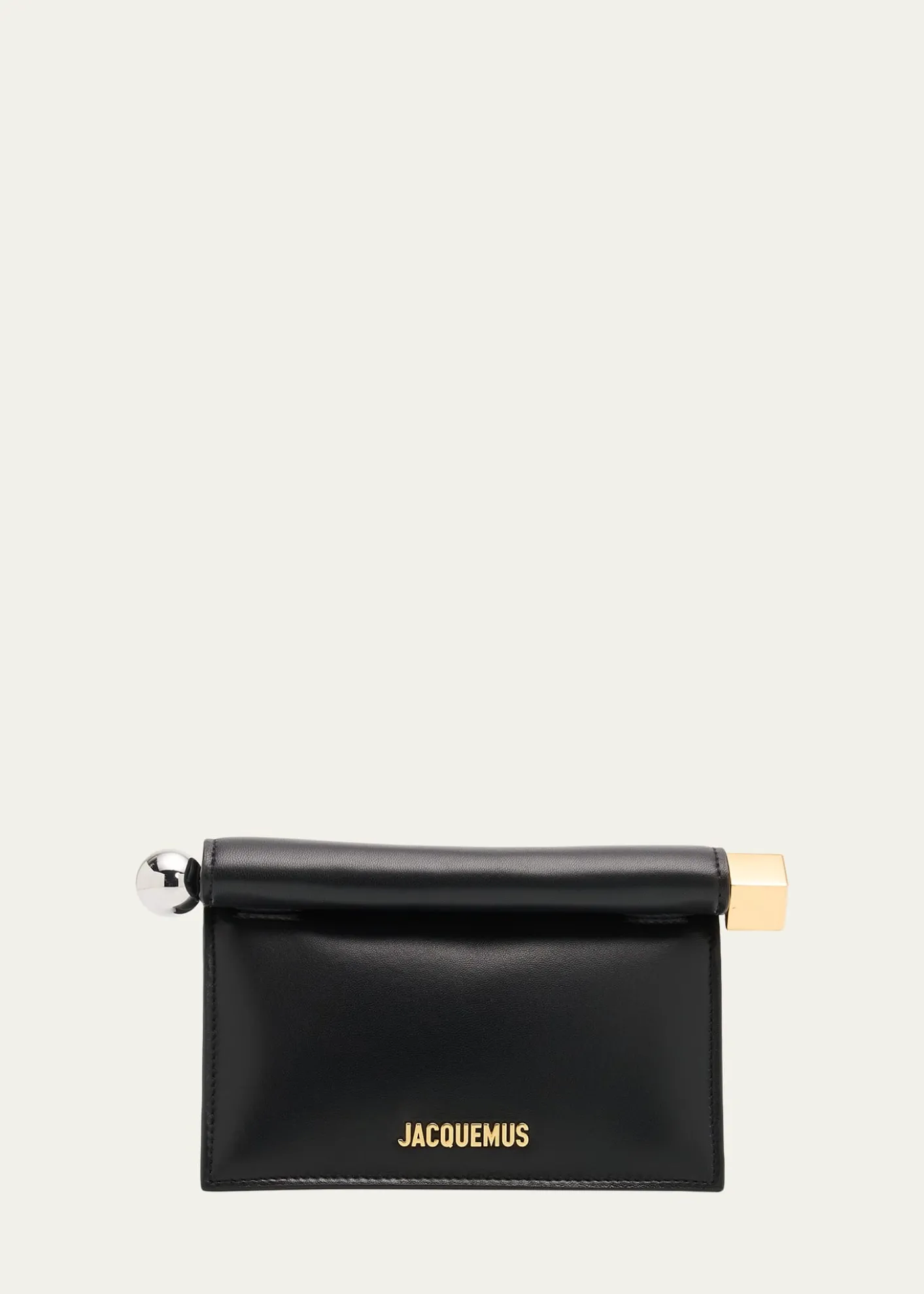 JacquemusRolled-Top Rond Carre Leather Clutch Bag