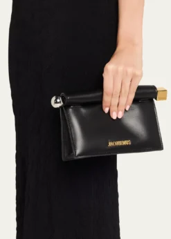 JacquemusRolled-Top Rond Carre Leather Clutch Bag