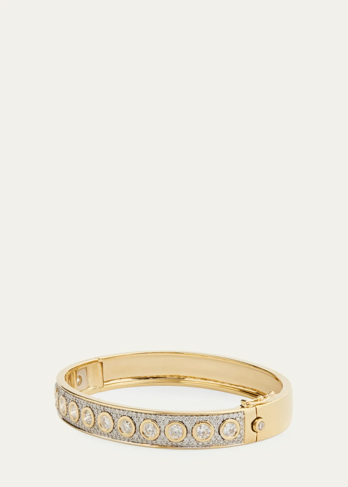 Jamie Wolf18K Yellow & White Gold Bezel-Set & Pave Diamond Hinge Bangle