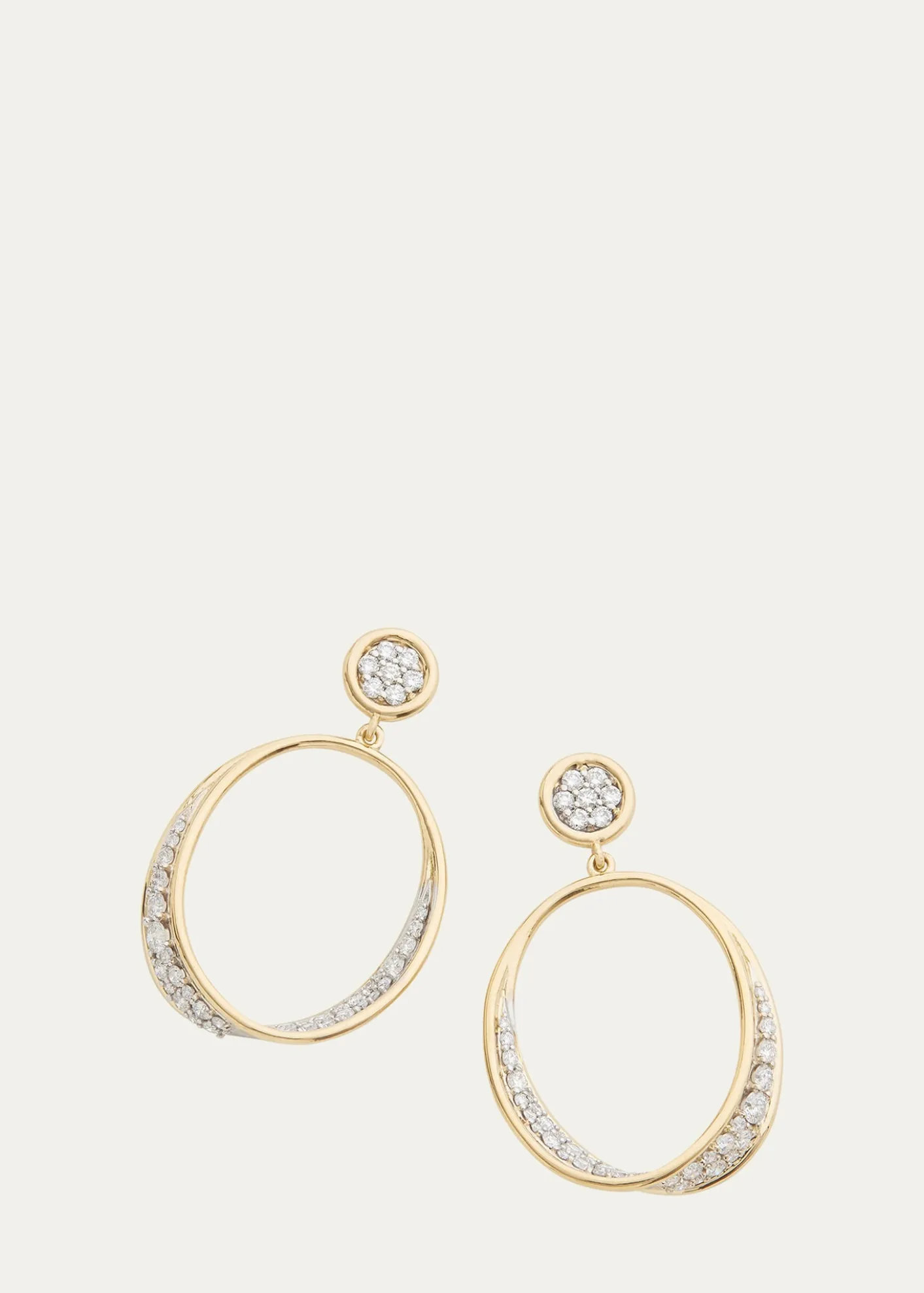 Jamie Wolf18K Yellow and White Gold Oval Twist Earrings with Diamonds