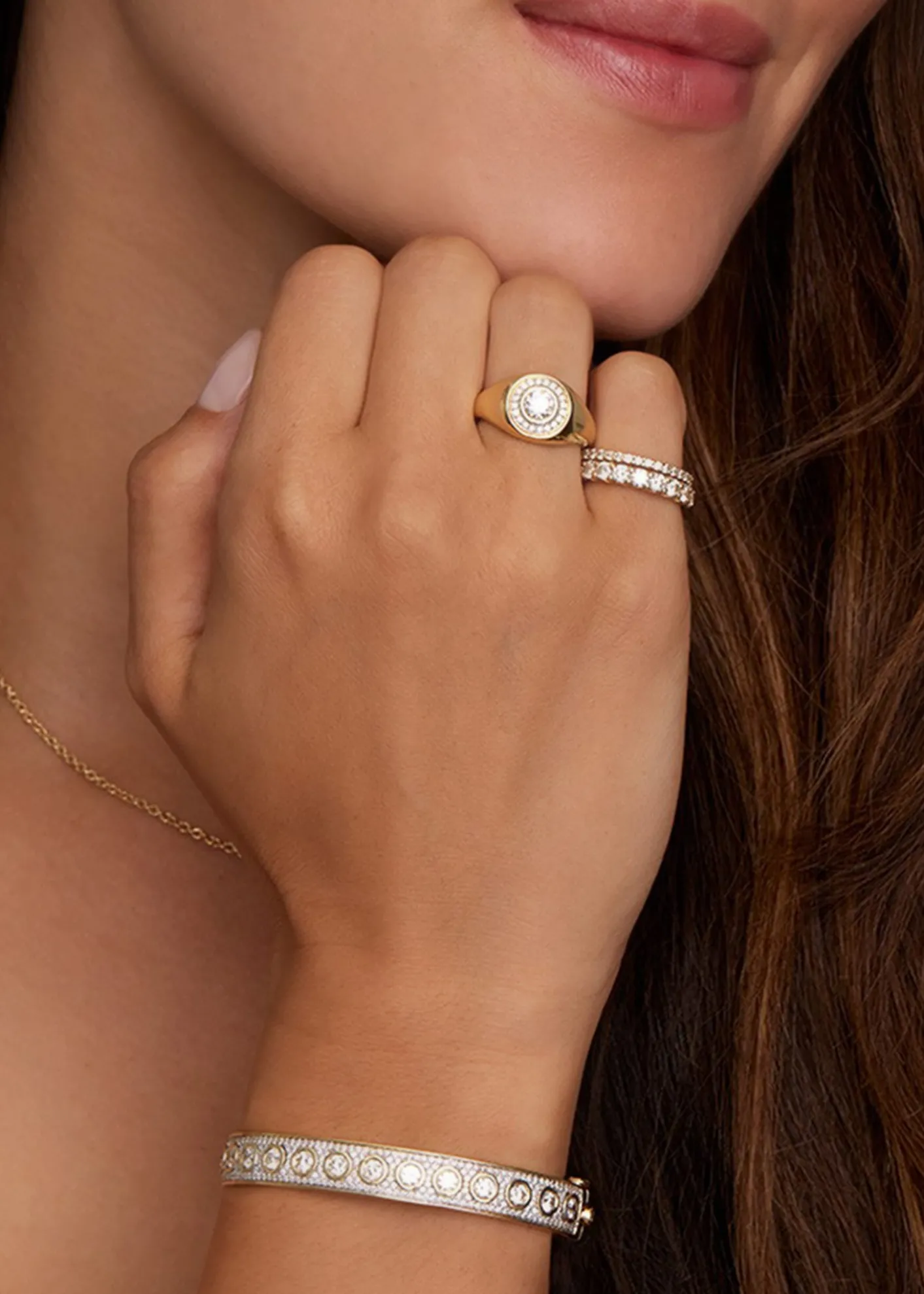 Jamie Wolf18K Yellow and White Gold Bezel Set Round Diamond Ring