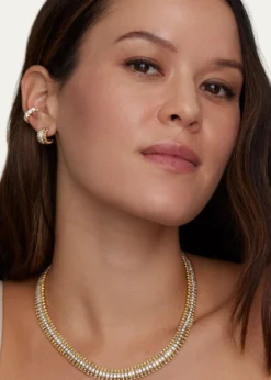 Jamie Wolf18K Yellow Gold and White Gold Beaded Edge Necklace with Diamonds