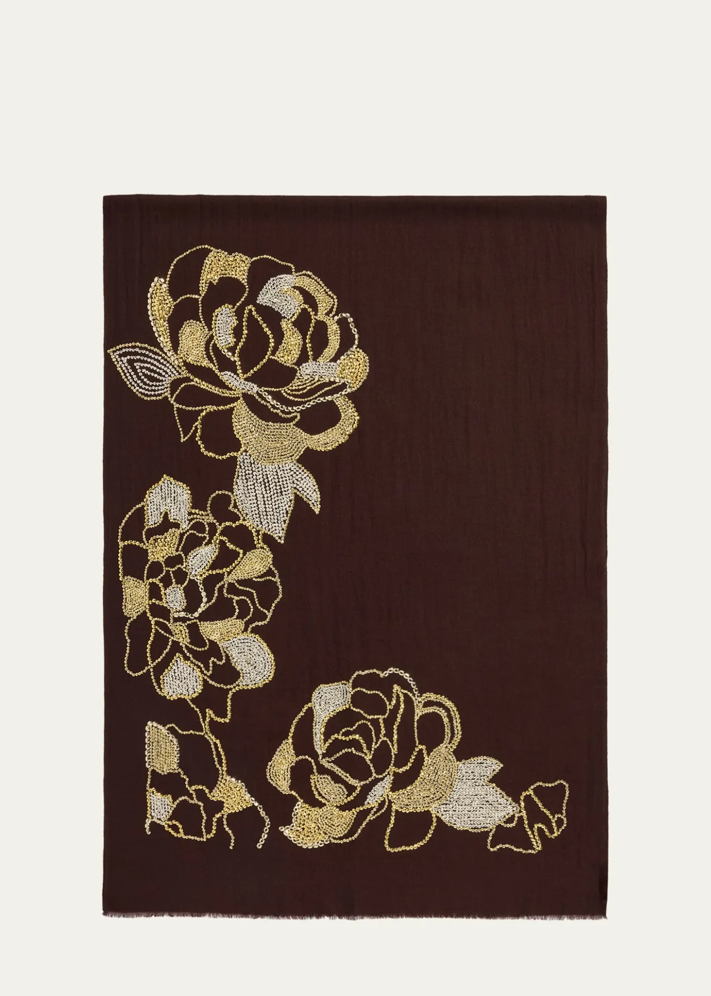 Janavi IndiaGlow Blossom Embroidered Merino Wool Wrap