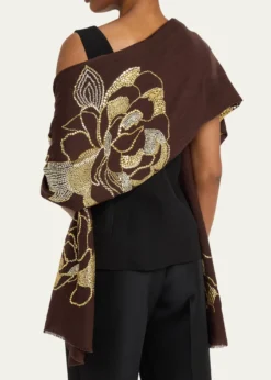Janavi IndiaGlow Blossom Embroidered Merino Wool Wrap