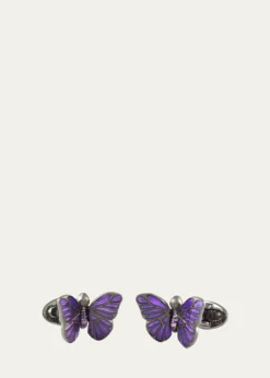 Jan LeslieEnamel Butterfly Cufflinks, Purple