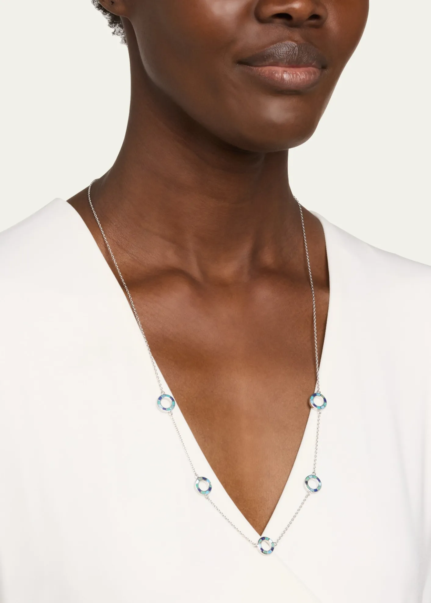 Jan LeslieLapis, Blue MOP and Turquoise Dash Circle Five-Station Necklace
