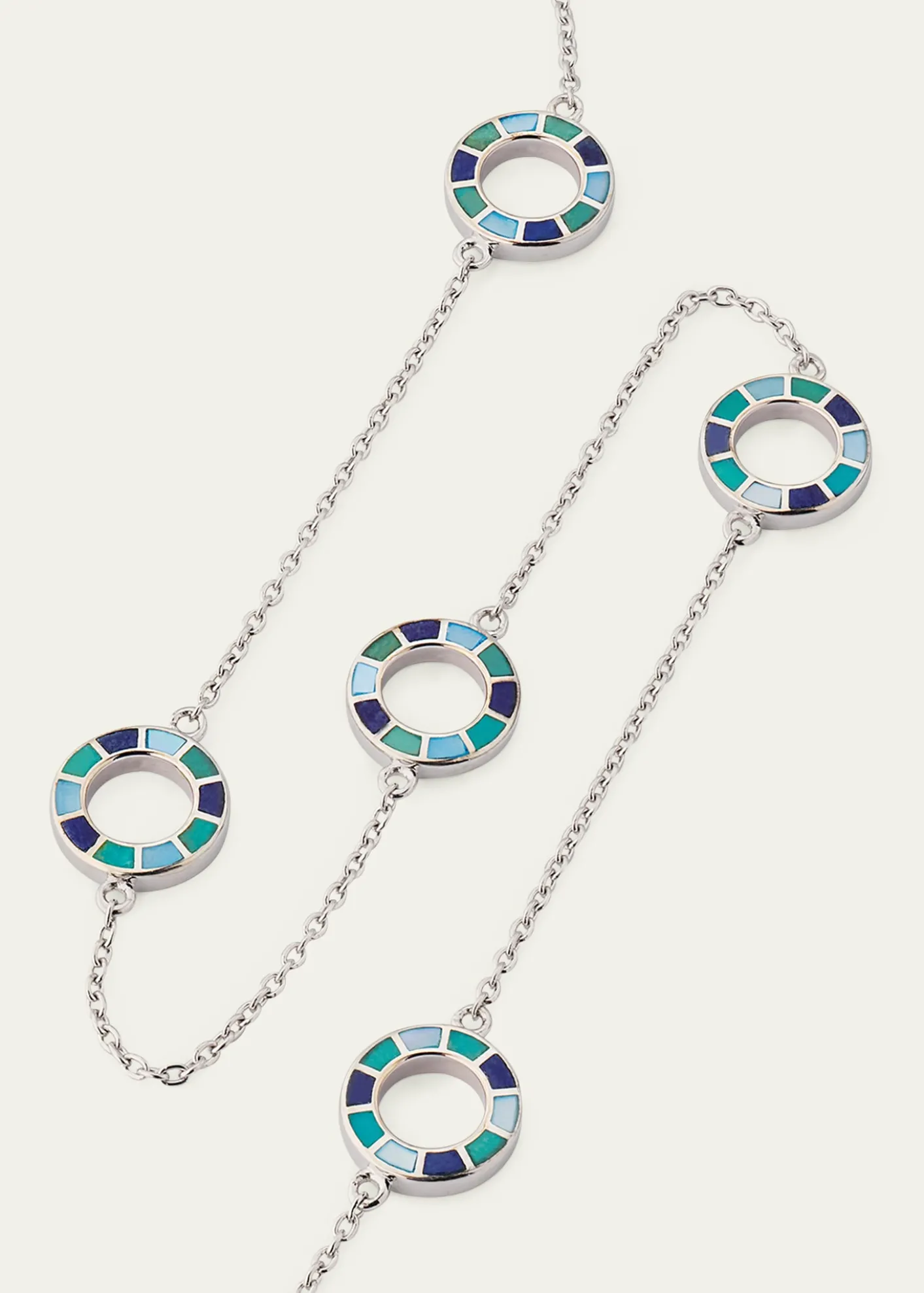 Jan LeslieLapis, Blue MOP and Turquoise Dash Circle Five-Station Necklace