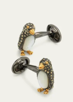 Jan LeslieMarcasite Mother-of-Pearl Penguin Cuff Links
